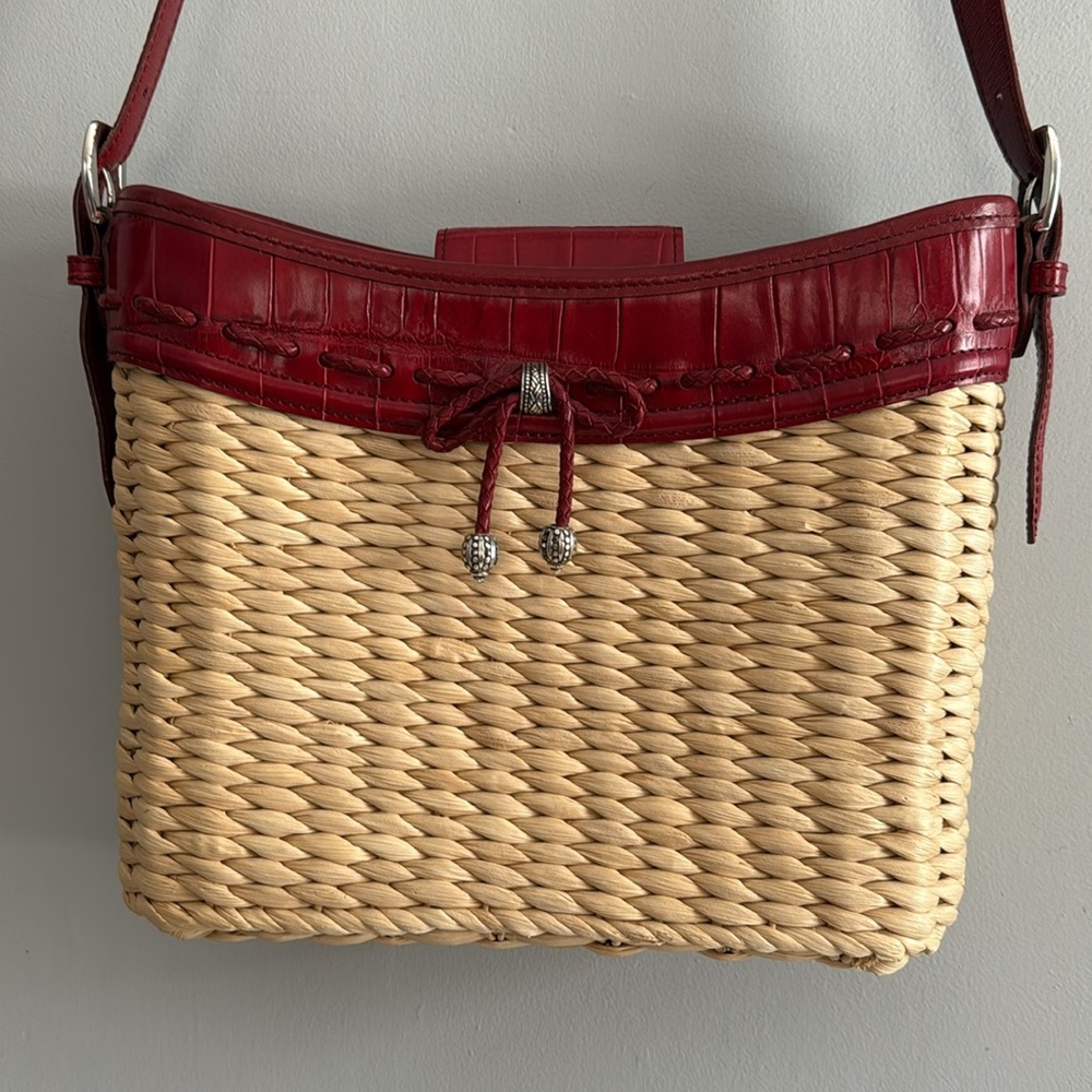 Brighton Red and Tan Woven Shoulder Bag